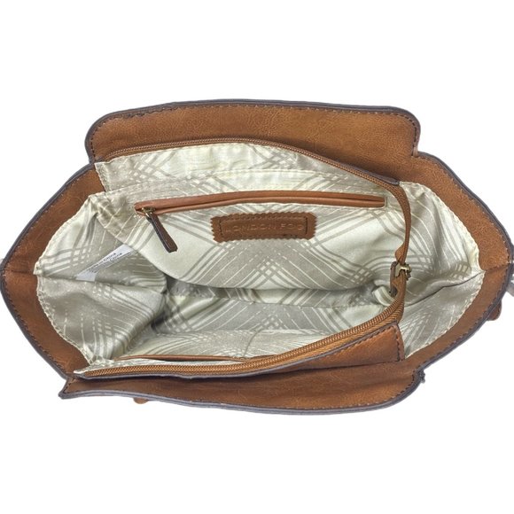 London Fog Brown Leather Hand or Shoulder Bag w/Adjustable & Removable Strap - Picture 8 of 15